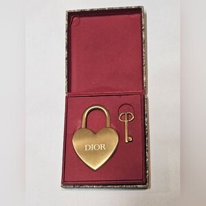NIB Dior Heart-Shaped Gold Lock and Key Set